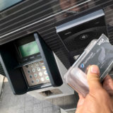 RFID Blocking Wallet at contactless payment terminal